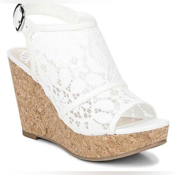 Fergalicious Shoes - Fergalicious Designed with a lace upper and wedge heel, these peep toe sandals